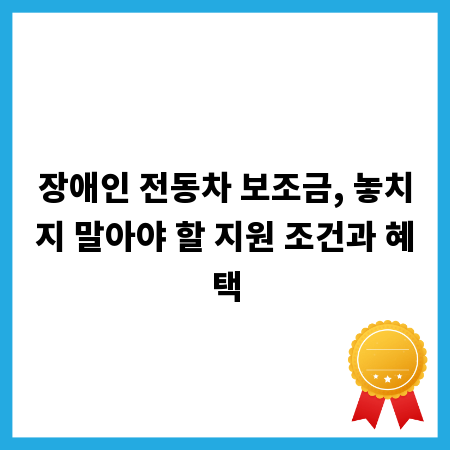 장애인 전동차 보조금, 놓치지 말아야 할 지원 조건과 혜택