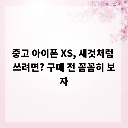 중고 아이폰 XS, 새것처럼 쓰려면? 구매 전 꼼꼼히 보자