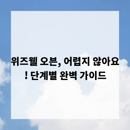 위즈웰 오븐, 어렵지 않아요! 단계별 완벽 가이드