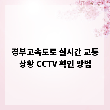 경부고속도로 실시간 교통상황 CCTV 확인 방법