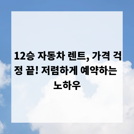12승 자동차 렌트, 가격 걱정 끝! 저렴하게 예약하는 노하우