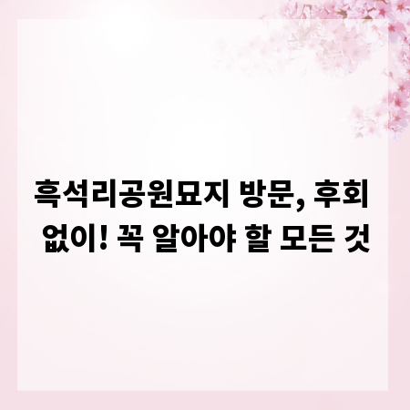 흑석리공원묘지 방문, 후회 없이! 꼭 알아야 할 모든 것