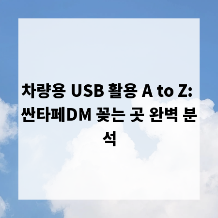 차량용 USB 활용 A to Z: 싼타페DM 꽂는 곳 완벽 분석