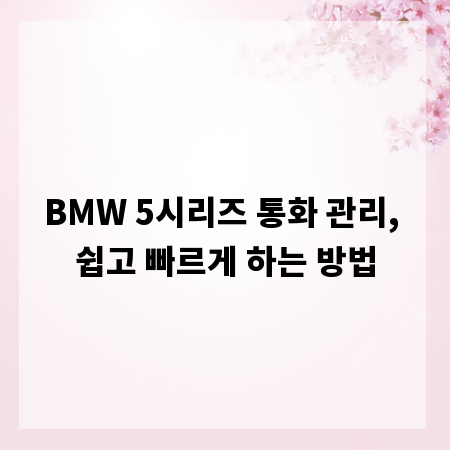 BMW 5시리즈 통화 관리, 쉽고 빠르게 하는 방법