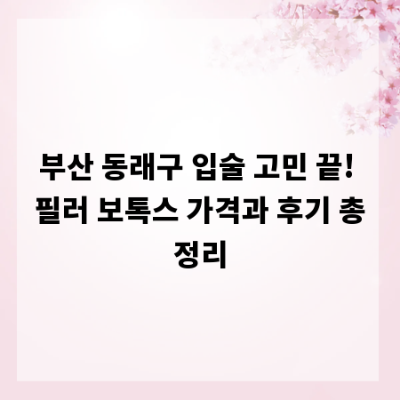 부산 동래구 입술 고민 끝! 필러 보톡스 가격과 후기 총정리
