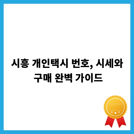 시흥 개인택시 번호, 시세와 구매 완벽 가이드