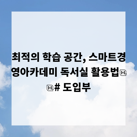 최적의 학습 공간, 스마트경영아카데미 독서실 활용법

# 도입부