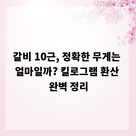 갈비 10근, 정확한 무게는 얼마일까? 킬로그램 환산 완벽 정리