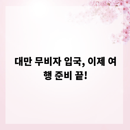 대만 무비자 입국, 이제 여행 준비 끝!