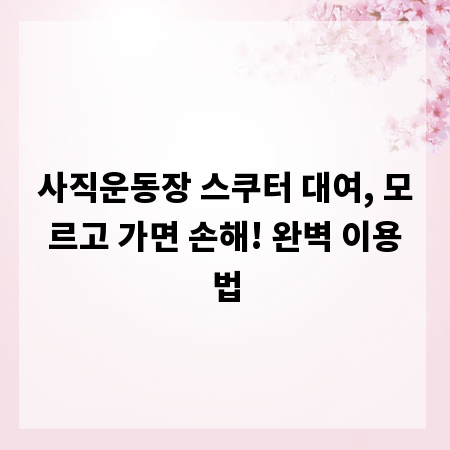 사직운동장 스쿠터 대여, 모르고 가면 손해! 완벽 이용법