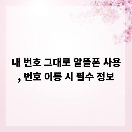 내 번호 그대로 알뜰폰 사용, 번호 이동 시 필수 정보