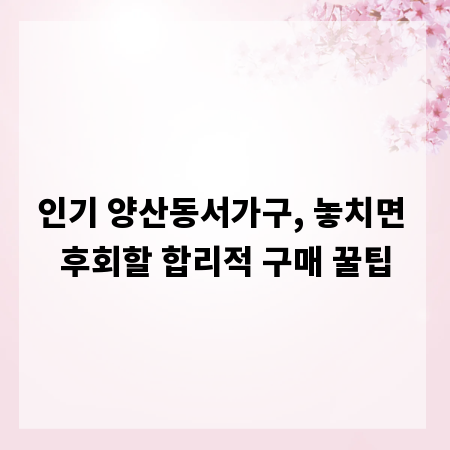 인기 양산동서가구, 놓치면 후회할 합리적 구매 꿀팁
