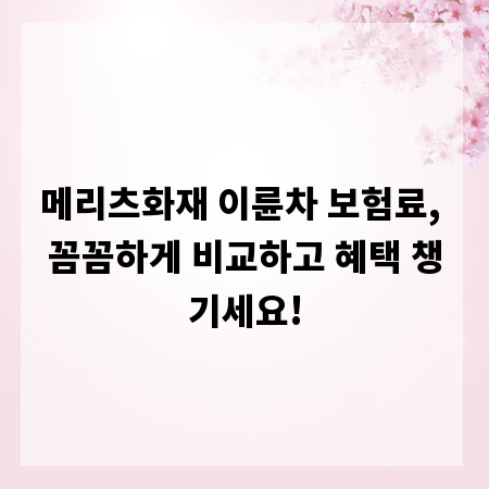 메리츠화재 이륜차 보험료, 꼼꼼하게 비교하고 혜택 챙기세요!