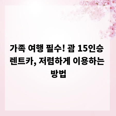가족 여행 필수! 괌 15인승 렌트카, 저렴하게 이용하는 방법