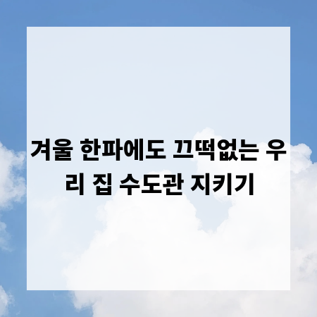 겨울 한파에도 끄떡없는 우리 집 수도관 지키기