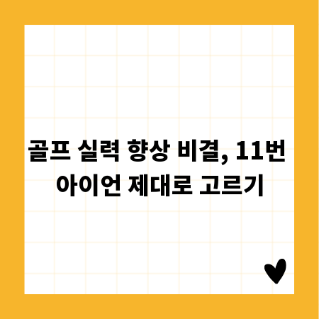 골프 실력 향상 비결, 11번 아이언 제대로 고르기