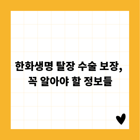 한화생명 탈장 수술 보장, 꼭 알아야 할 정보들
