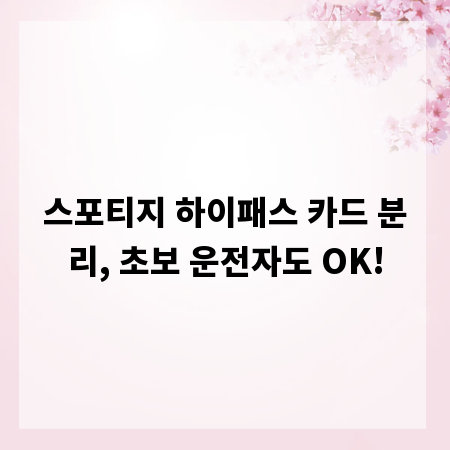 스포티지 하이패스 카드 분리, 초보 운전자도 OK!