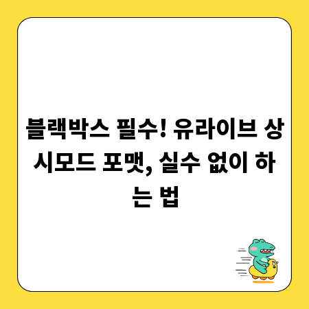 블랙박스 필수! 유라이브 상시모드 포맷, 실수 없이 하는 법