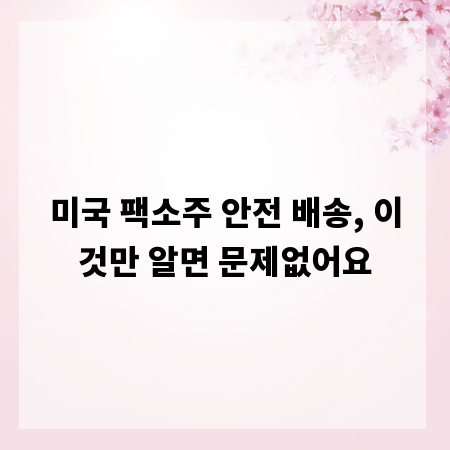 미국 팩소주 안전 배송, 이것만 알면 문제없어요