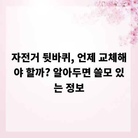 자전거 뒷바퀴, 언제 교체해야 할까? 알아두면 쓸모 있는 정보