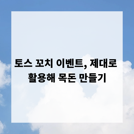 토스 꼬치 이벤트, 제대로 활용해 목돈 만들기