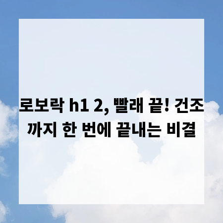 로보락 h1 2, 빨래 끝! 건조까지 한 번에 끝내는 비결