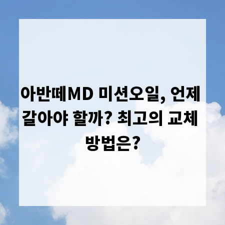 아반떼MD 미션오일, 언제 갈아야 할까? 최고의 교체 방법은?