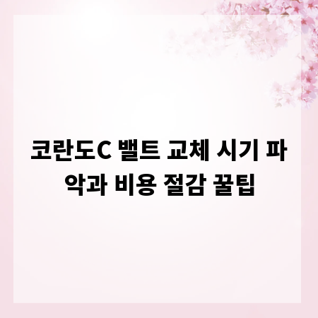 코란도C 밸트 교체 시기 파악과 비용 절감 꿀팁