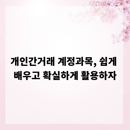 개인간거래 계정과목, 쉽게 배우고 확실하게 활용하자
