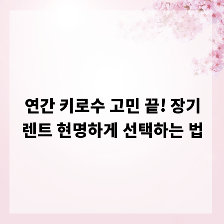 연간 키로수 고민 끝! 장기렌트 현명하게 선택하는 법