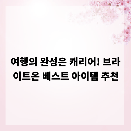 여행의 완성은 캐리어! 브라이트온 베스트 아이템 추천