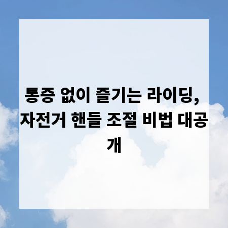 통증 없이 즐기는 라이딩, 자전거 핸들 조절 비법 대공개