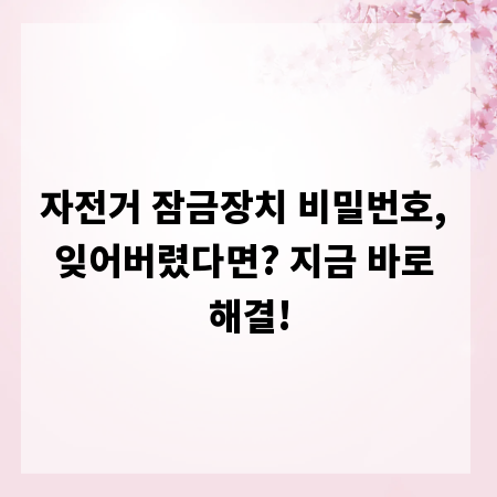 자전거 잠금장치 비밀번호, 잊어버렸다면? 지금 바로 해결!