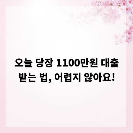 오늘 당장 1100만원 대출받는 법, 어렵지 않아요!