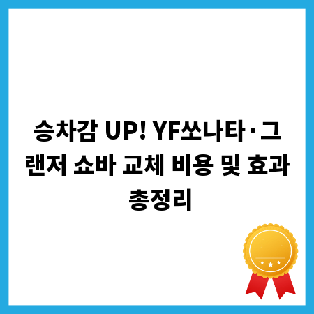 승차감 UP! YF쏘나타&middot;그랜저 쇼바 교체 비용 및 효과 총정리