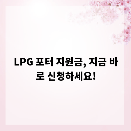 LPG 포터 지원금, 지금 바로 신청하세요!