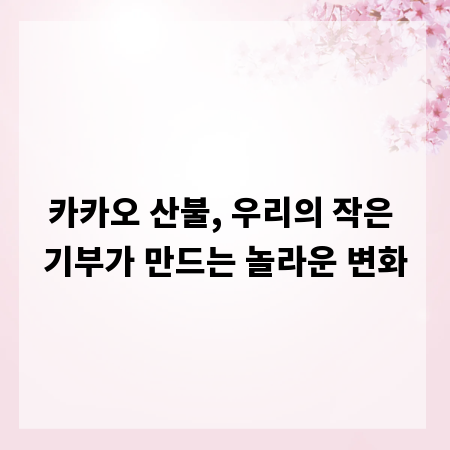 카카오 산불, 우리의 작은 기부가 만드는 놀라운 변화