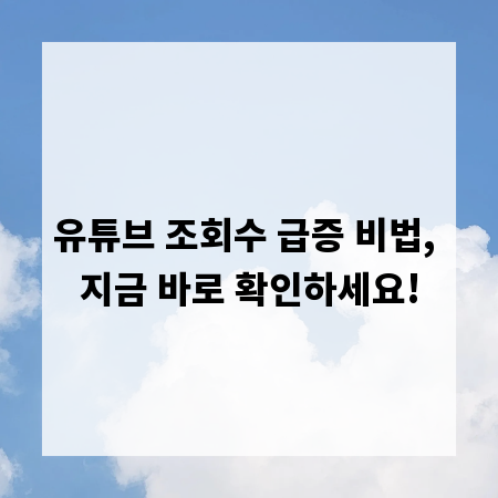 유튜브 조회수 급증 비법, 지금 바로 확인하세요!