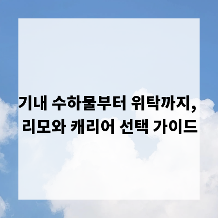 기내 수하물부터 위탁까지, 리모와 캐리어 선택 가이드