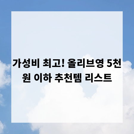가성비 최고! 올리브영 5천원 이하 추천템 리스트