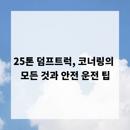 25톤 덤프트럭, 코너링의 모든 것과 안전 운전 팁