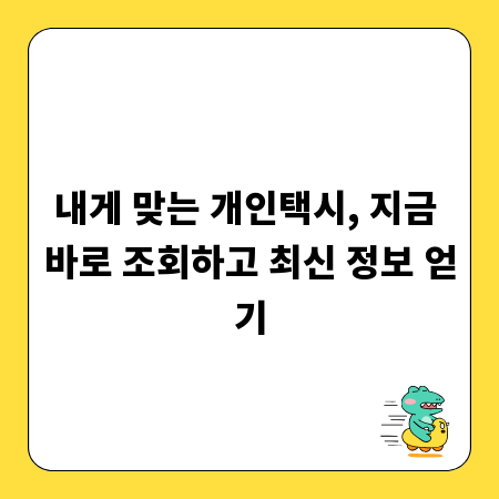내게 맞는 개인택시, 지금 바로 조회하고 최신 정보 얻기