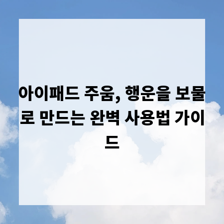 아이패드 주움, 행운을 보물로 만드는 완벽 사용법 가이드