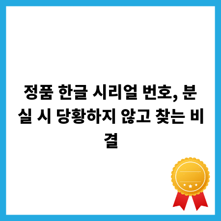 정품 한글 시리얼 번호, 분실 시 당황하지 않고 찾는 비결