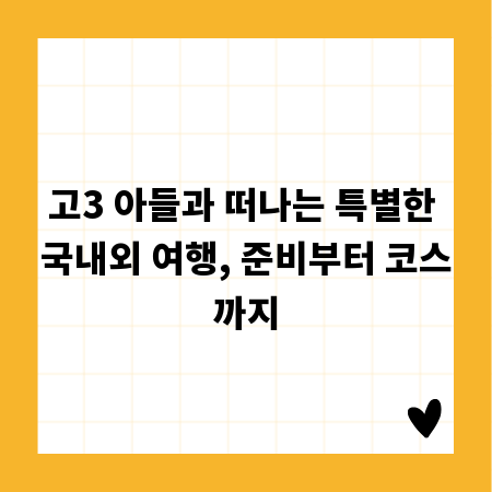 고3 아들과 떠나는 특별한 국내외 여행, 준비부터 코스까지