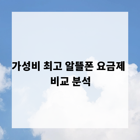 가성비 최고 알뜰폰 요금제 비교 분석