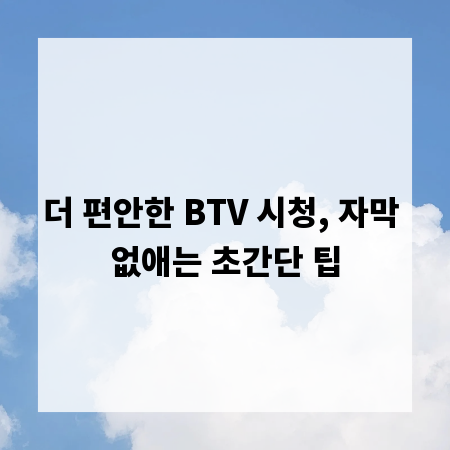 더 편안한 BTV 시청, 자막 없애는 초간단 팁