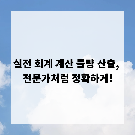 실전 회계 계산 물량 산출, 전문가처럼 정확하게!