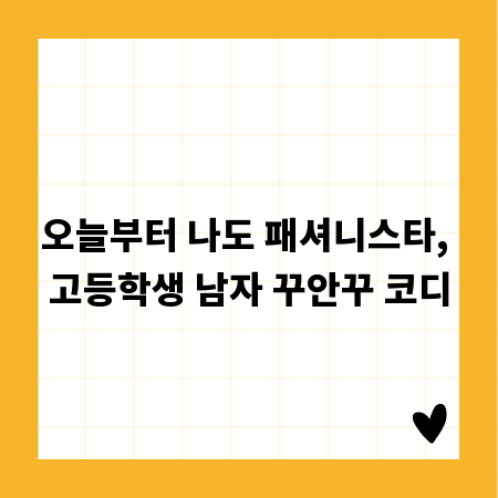 오늘부터 나도 패셔니스타, 고등학생 남자 꾸안꾸 코디